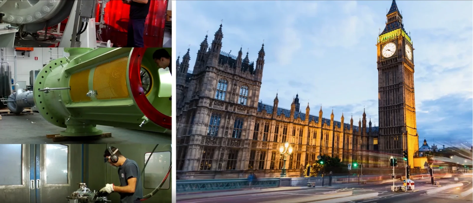 傍晚时分，绿树和群山环绕中的平静湖面