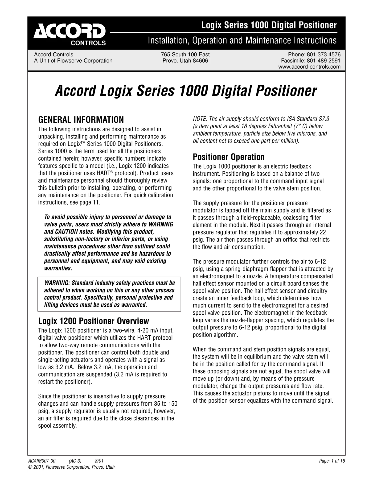 Accord Logix 系列 1000数字定位器使用说明（IOM）