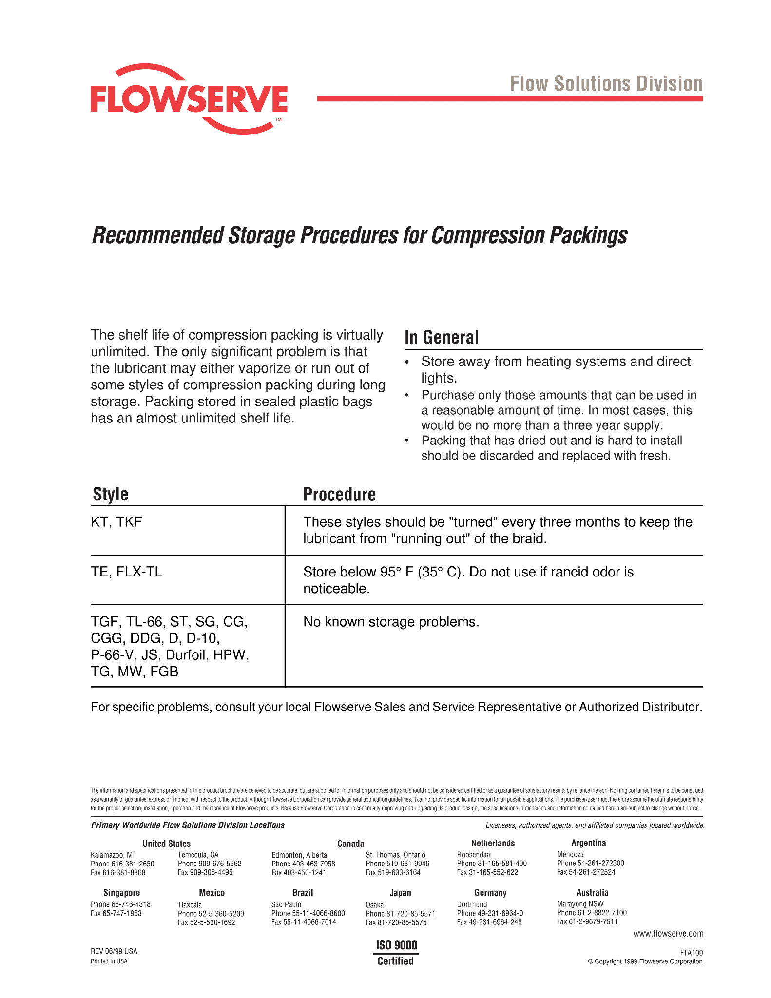 推荐的压缩填料储存程序