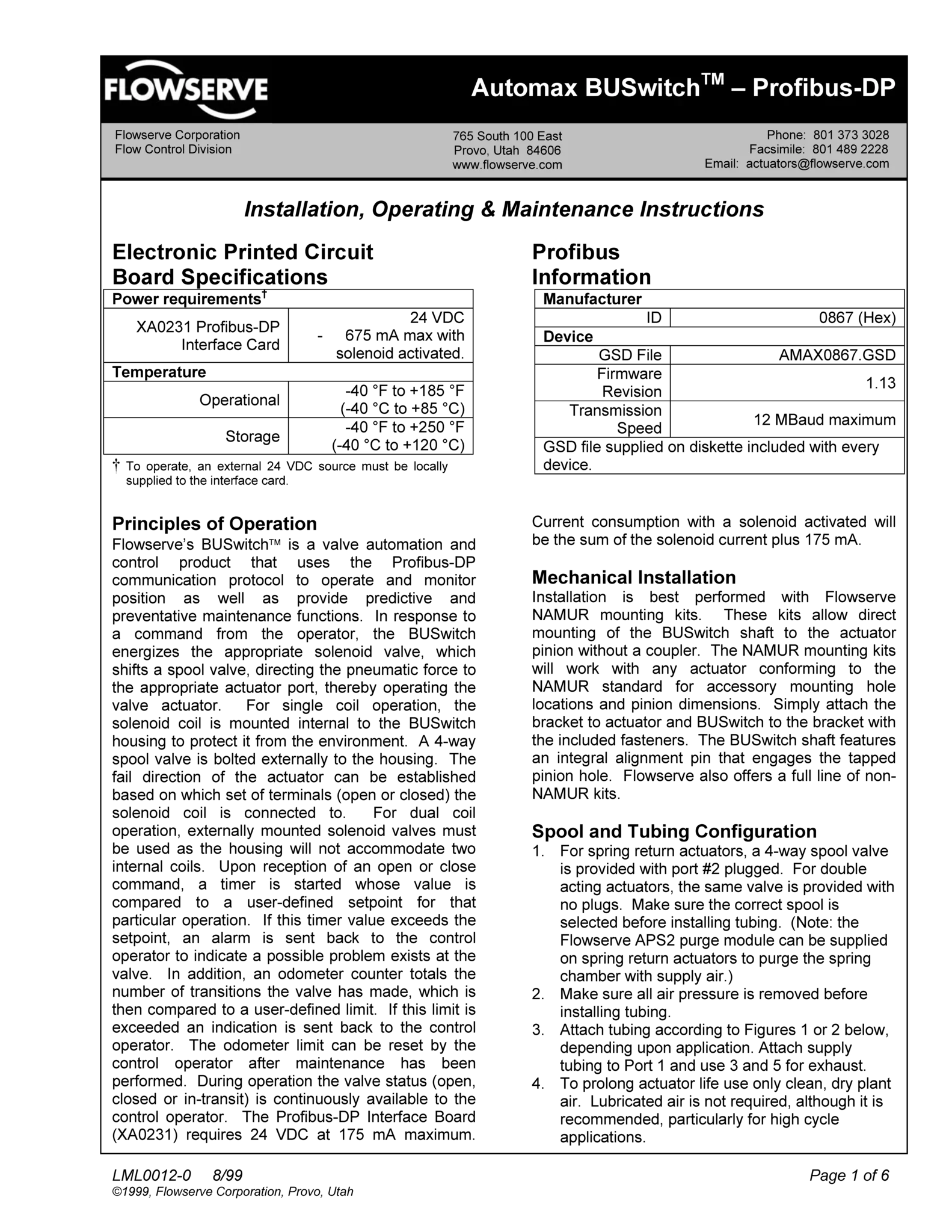 Automax BUSwitch-Profibus-DP 使用说明（IOM）