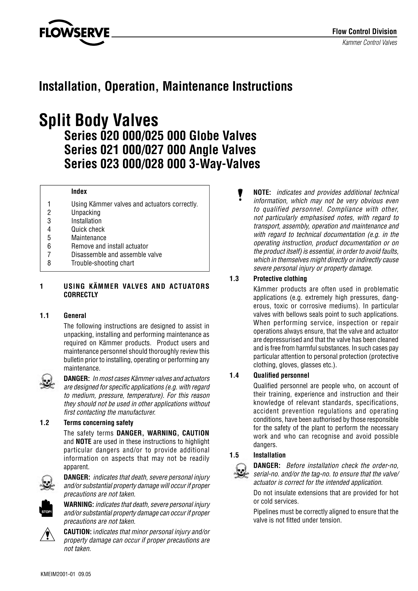 Kämmer分体阀门系列{020000/ 025000使用说明（IOM）