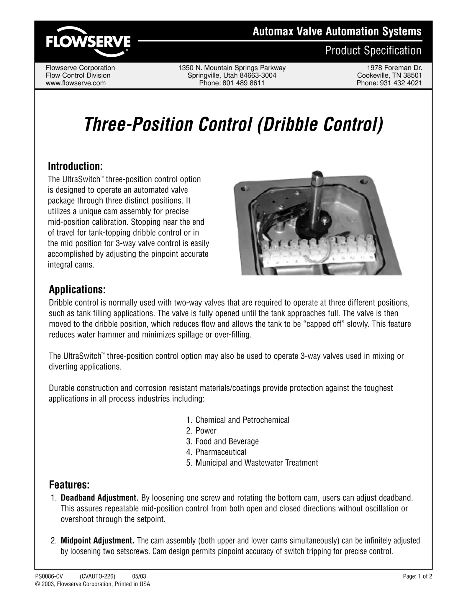 Automax 3位置控制（滴漏控制）规格