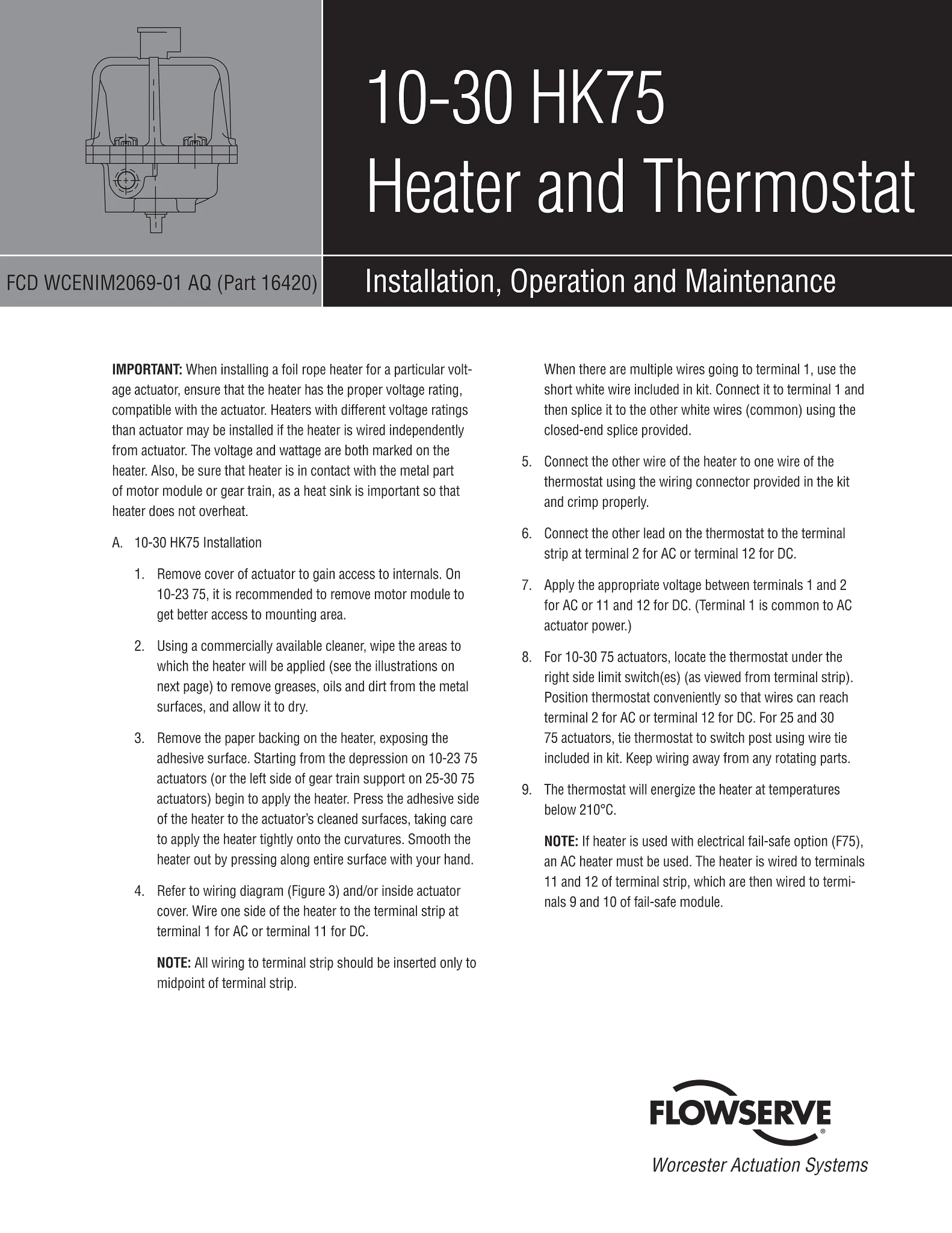 Worcester Controls10-30 HK75加热器和恒温器使用说明（IOM）