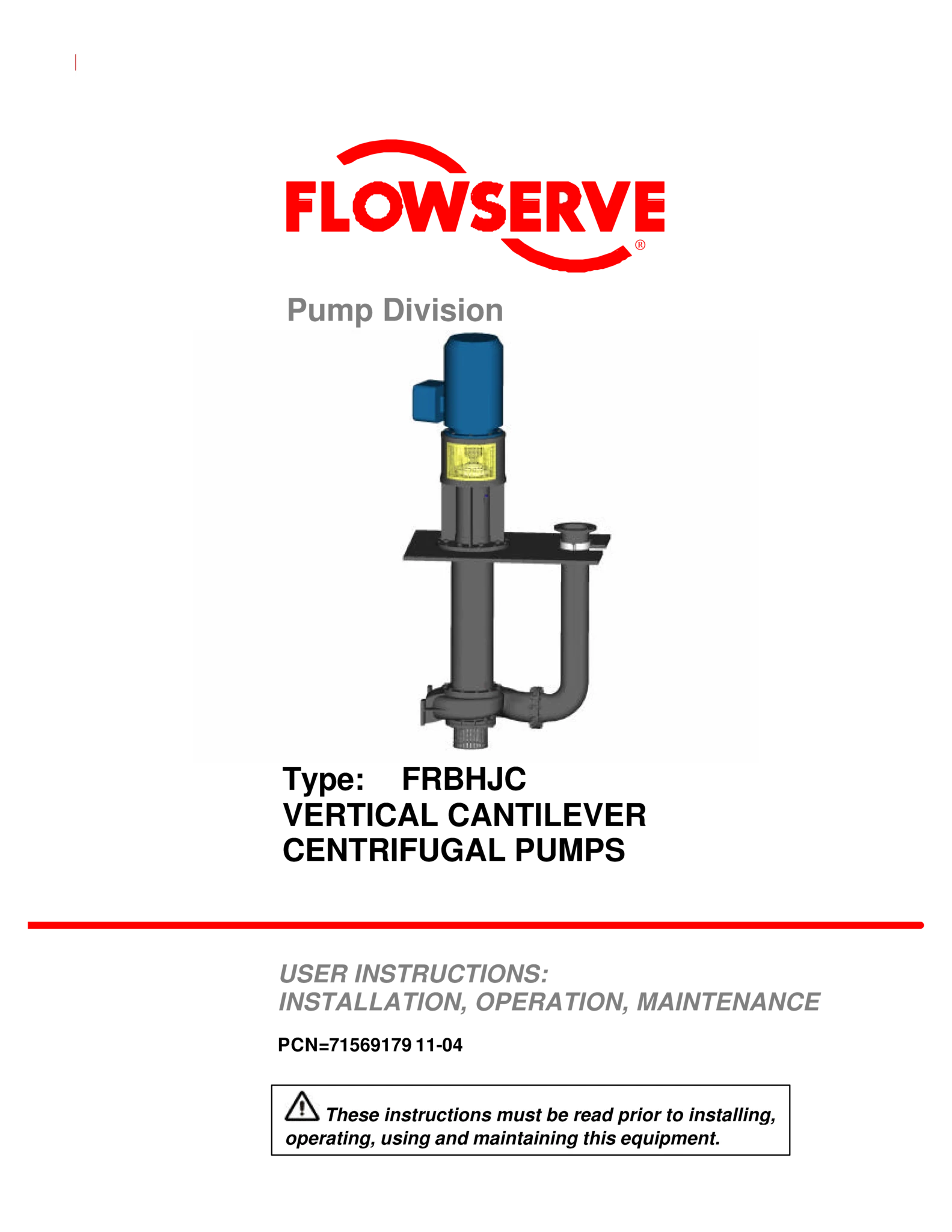 FRBHJC立式悬臂离心泵使用说明