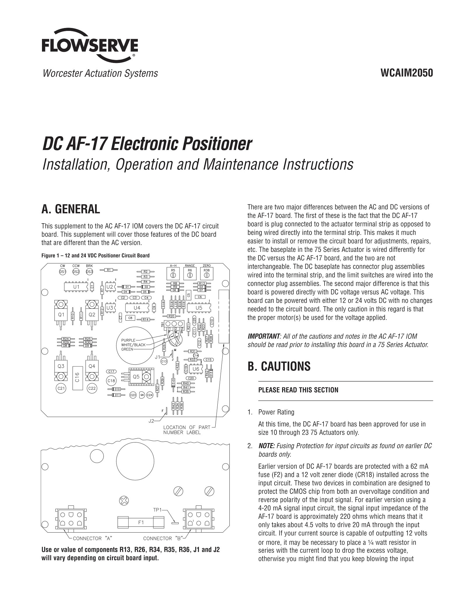 Worcester Controls DC AF-17电子定位器使用说明（IOM）