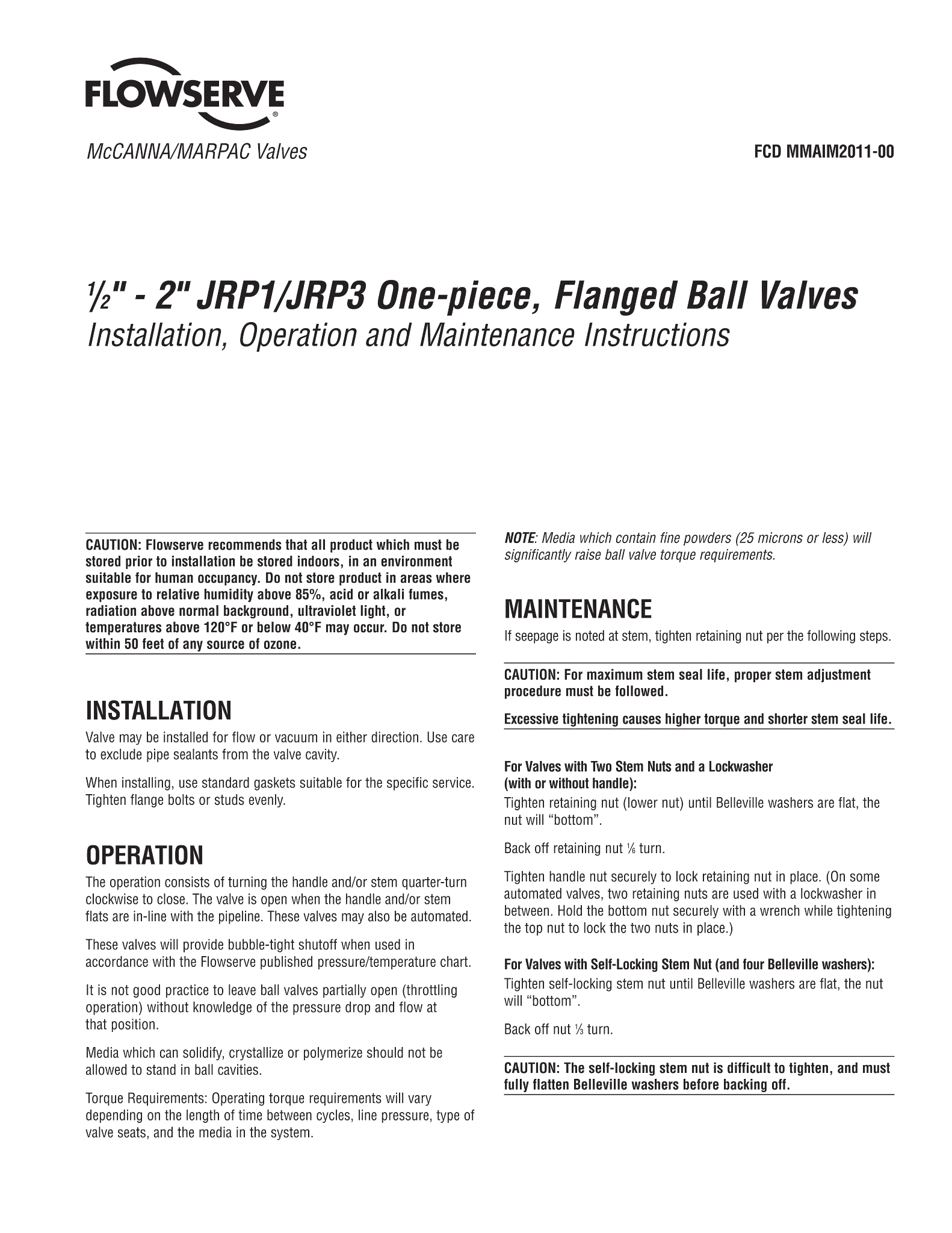 MARPAC J系列球阀1/2