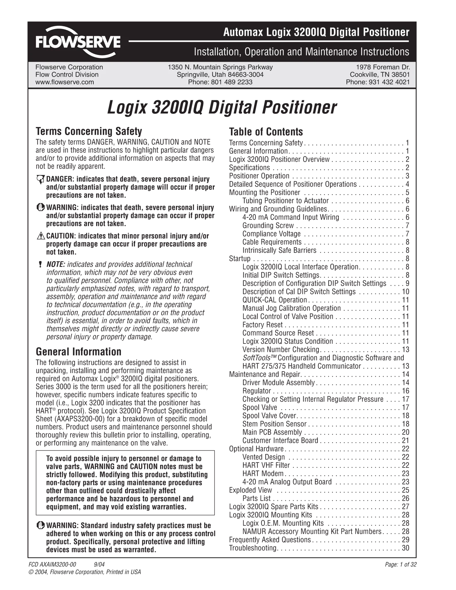 Automax Logix 3200IQ 数字定位器使用说明（IOM）
