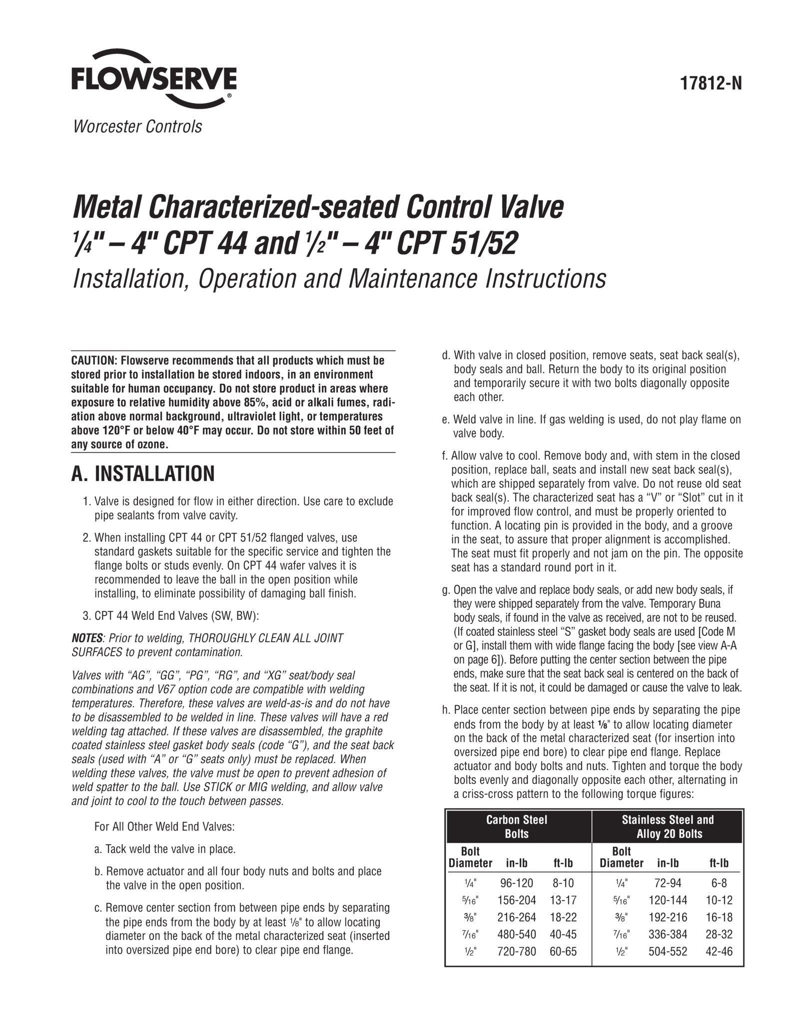 Worcester控制CPT系列特征阀座控制阀使用说明书（IOM）（美洲）