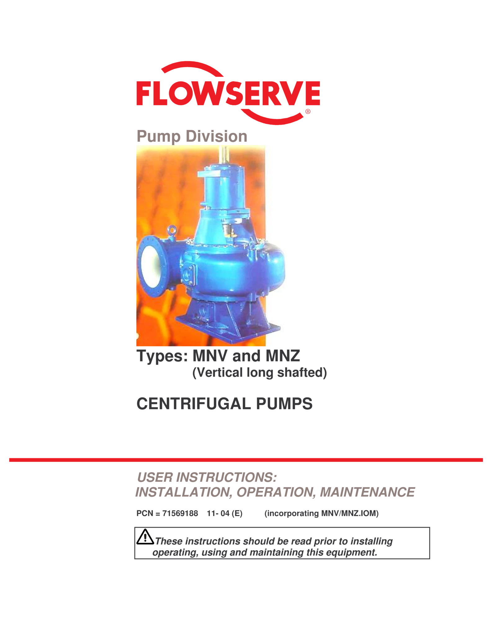 MNV和MNZ（立式长轴）使用说明 (IOM)