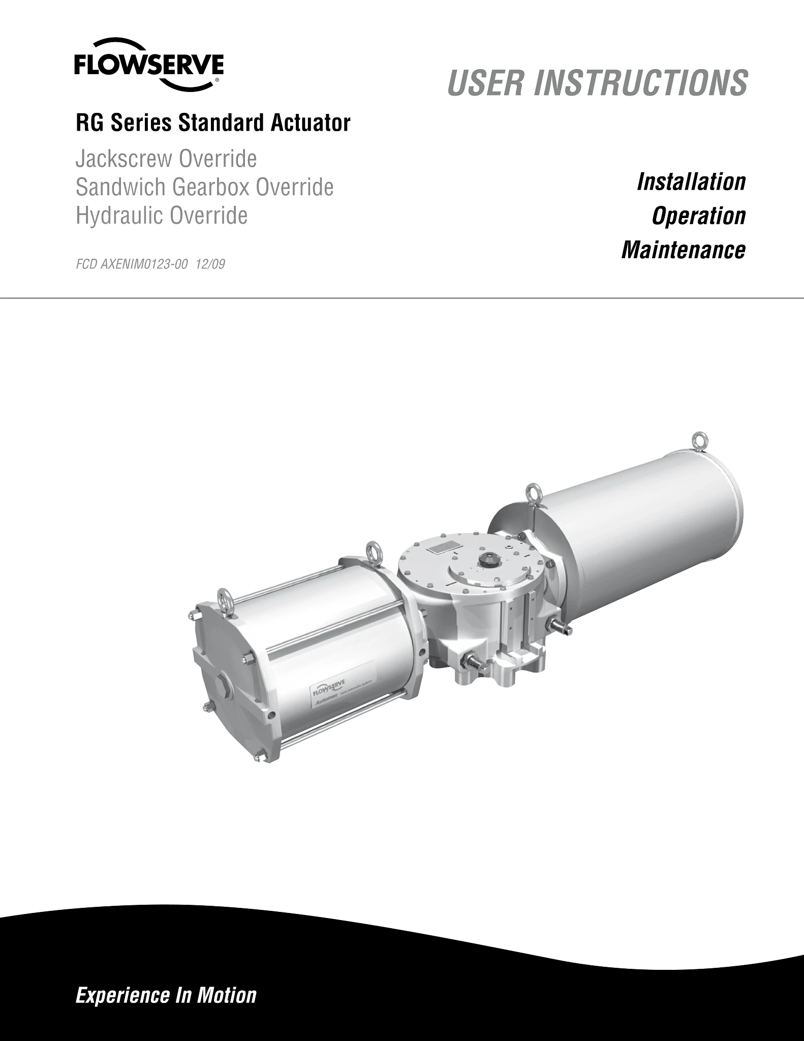 Automax RG标准手动超控执行器IOM