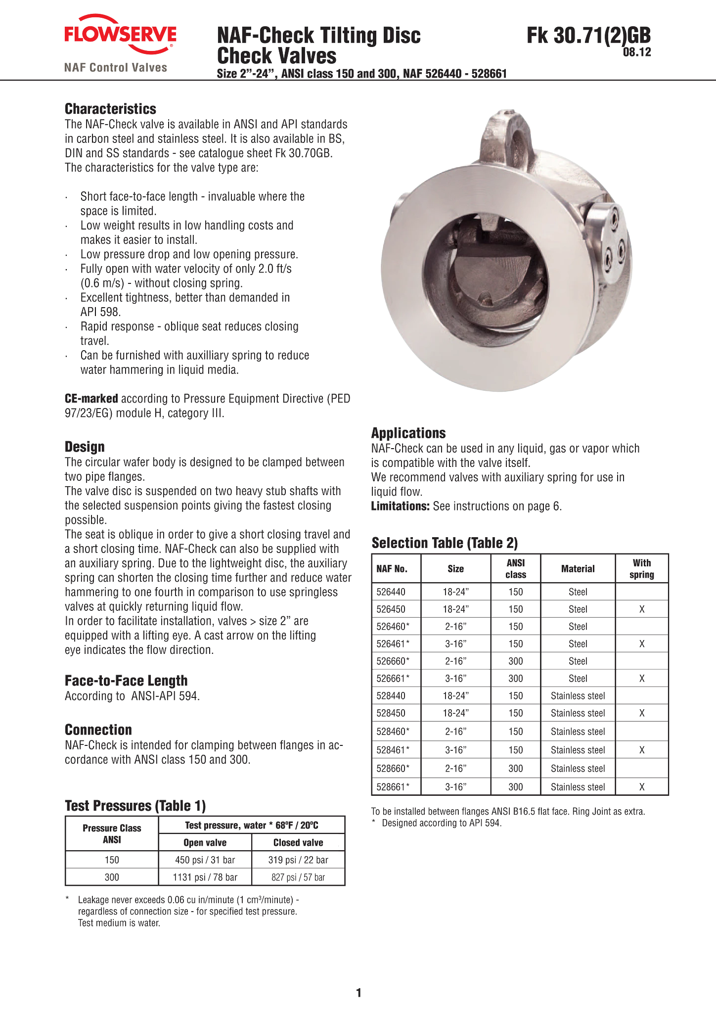 Check倾斜阀瓣止回阀ANSI
