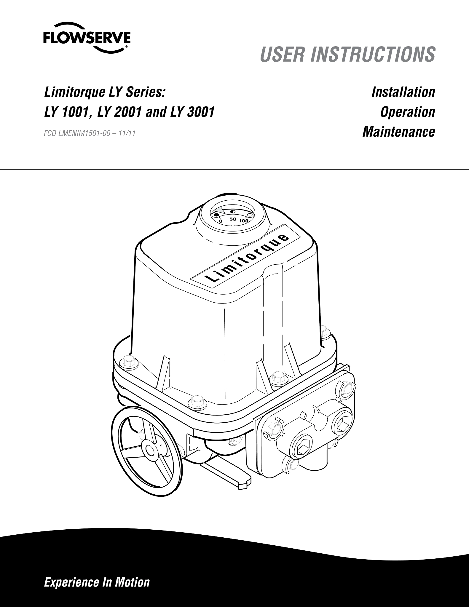 Limitorque LY系列针对LY 1001、LY 2001和LY 3001的直角回转电动执行器使用说明(IOM)