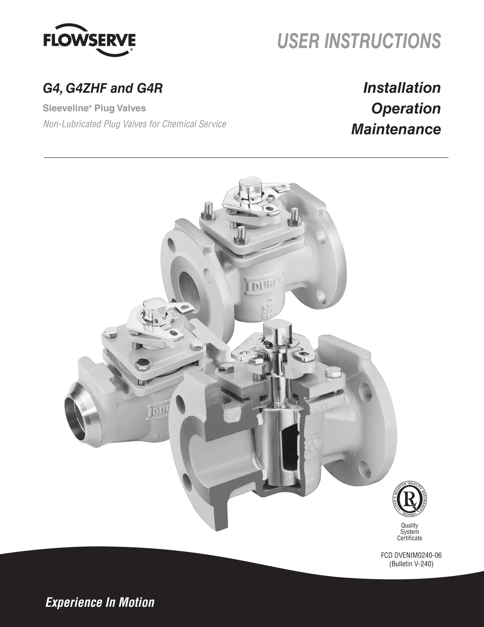 Durco G4、G4ZHF和G4R Sleeveline旋塞阀 - 使用说明书（IOM）