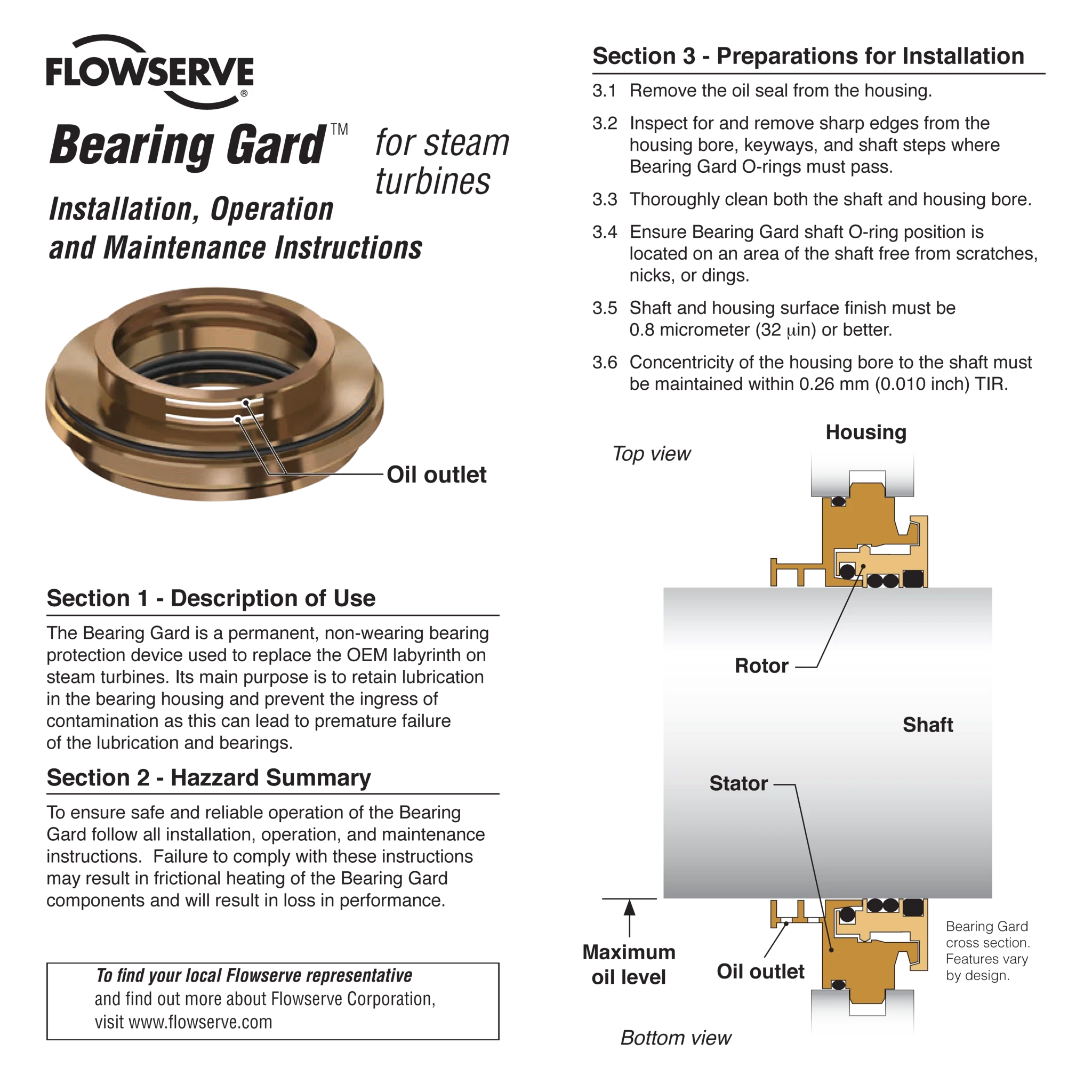 汽轮机Bearing Gard - 安装说明