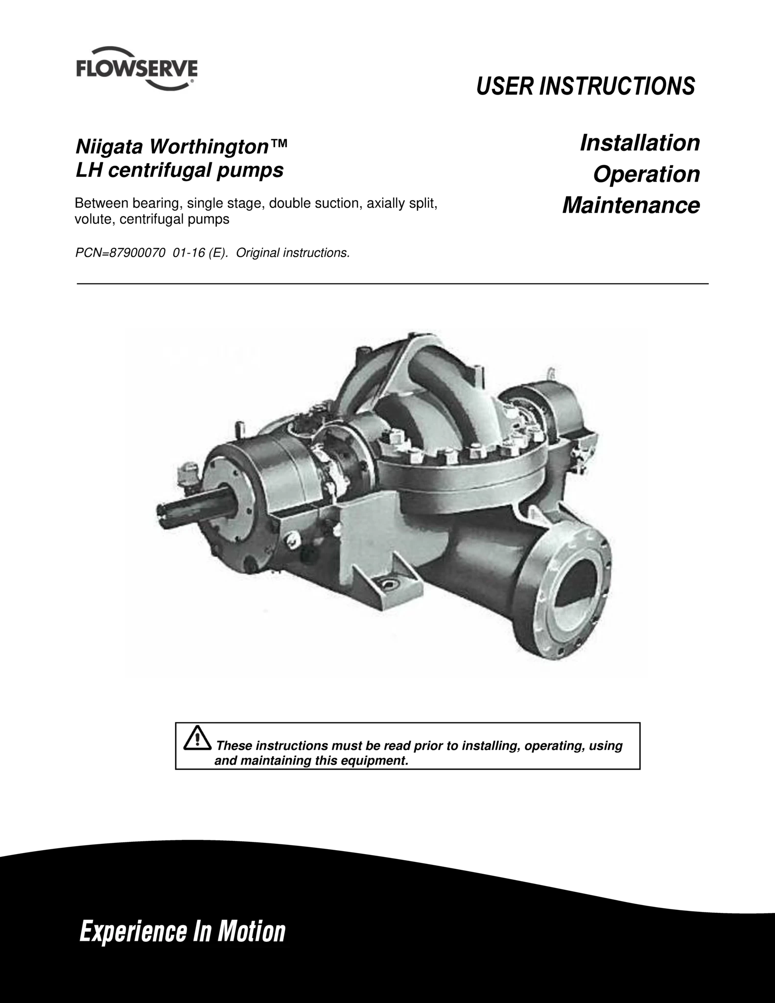 Niigata Worthington™ LH离心泵使用说明