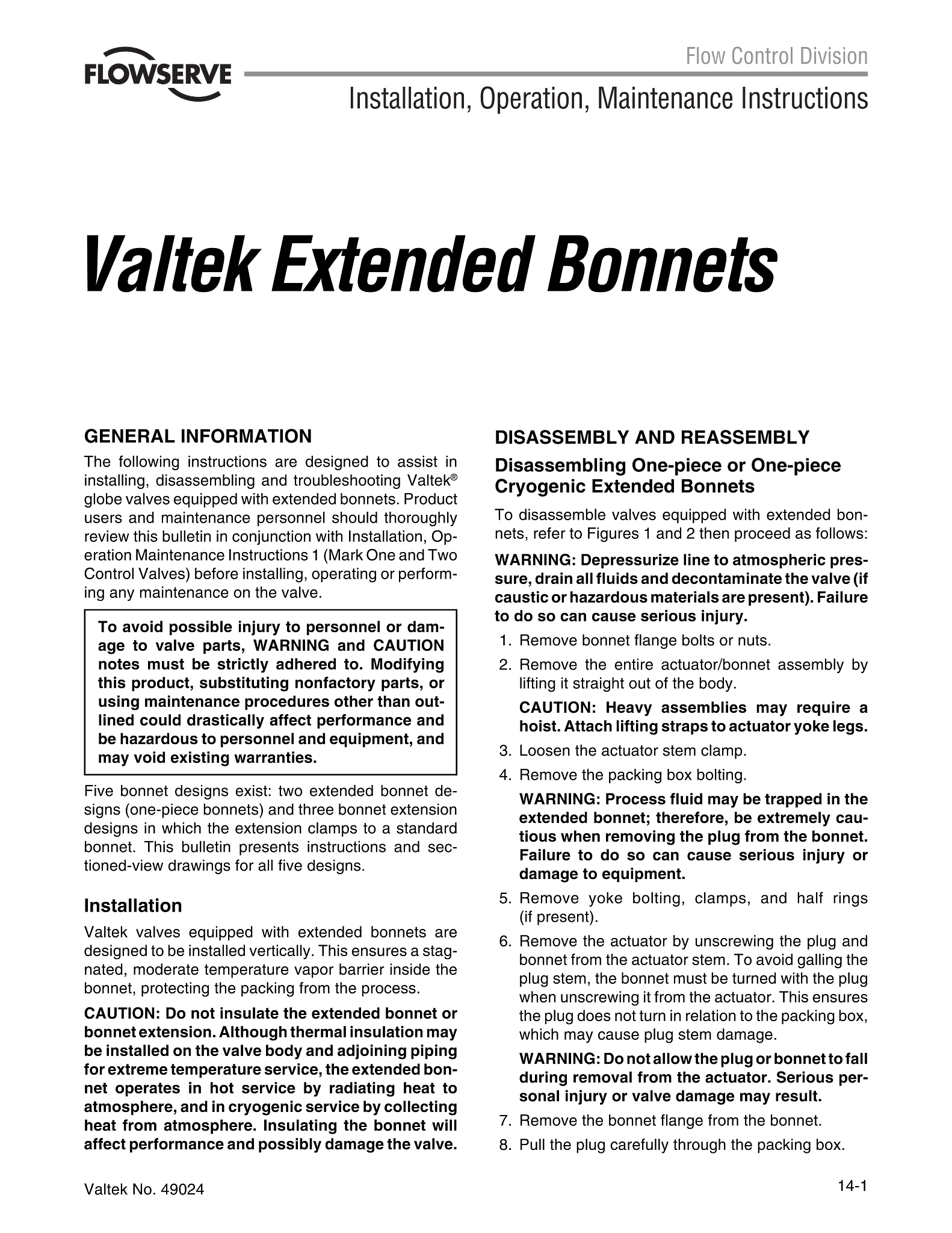Valtek加长阀盖使用说明