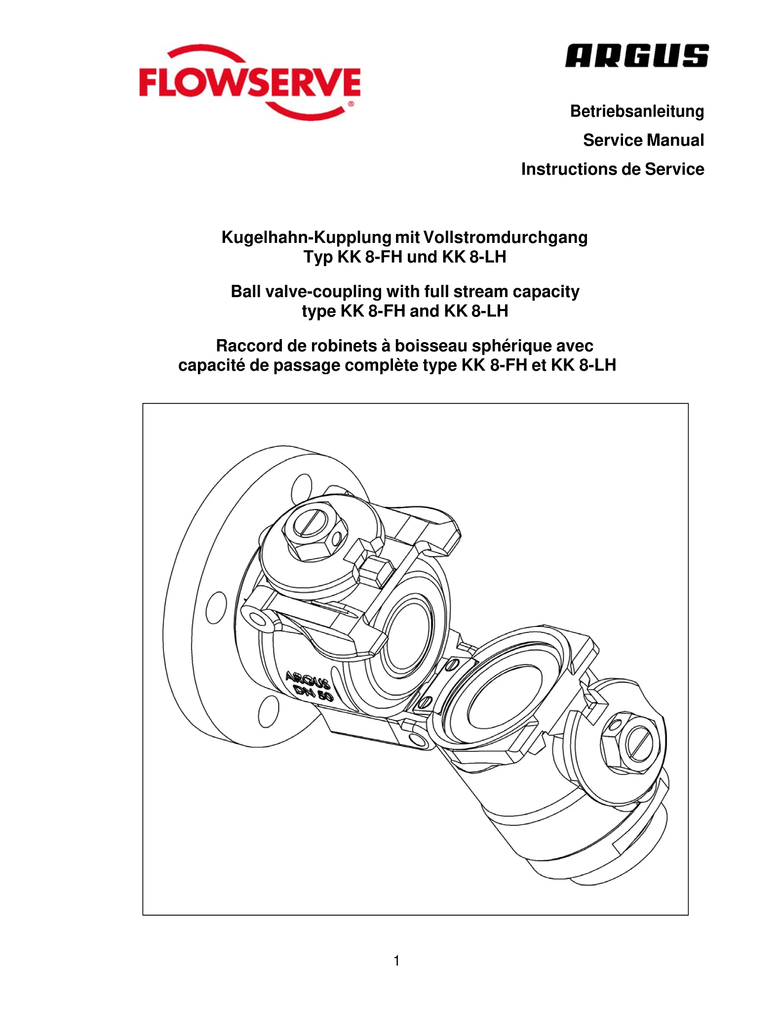 Argus®球阀 KK8-FH，KK8-LH-安装操作手册（英语、德语、法语）