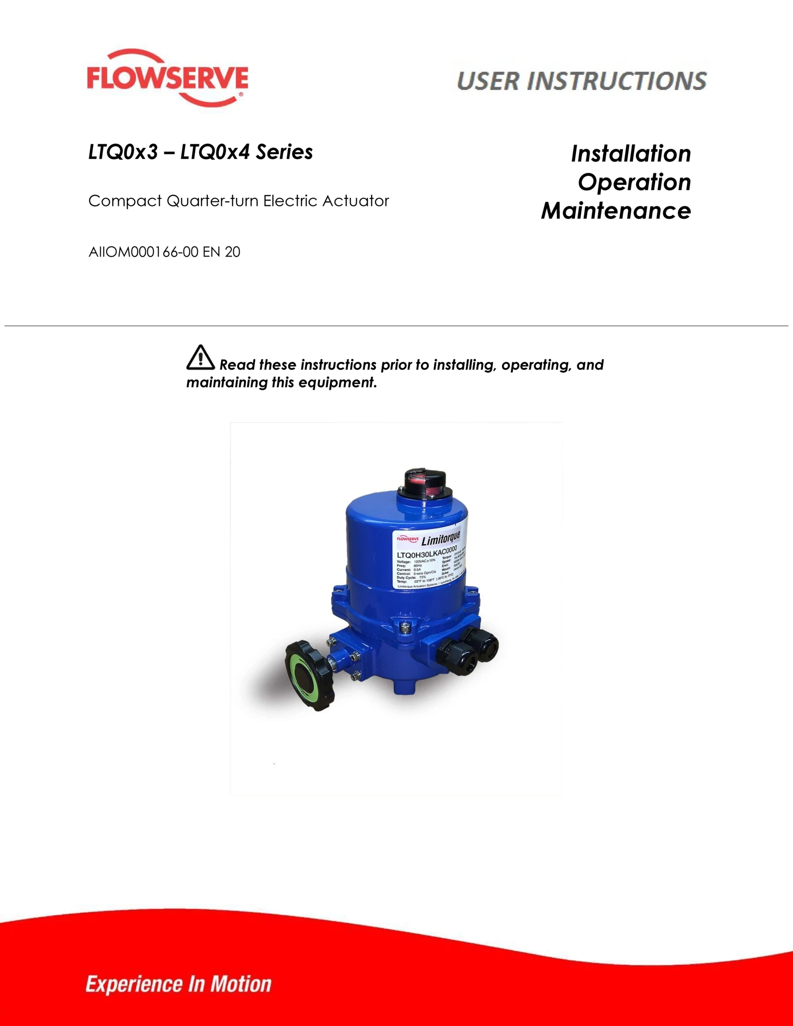 LTQ0x3 - LTQ0x4 系列紧凑型直角回转电动执行器 IOM