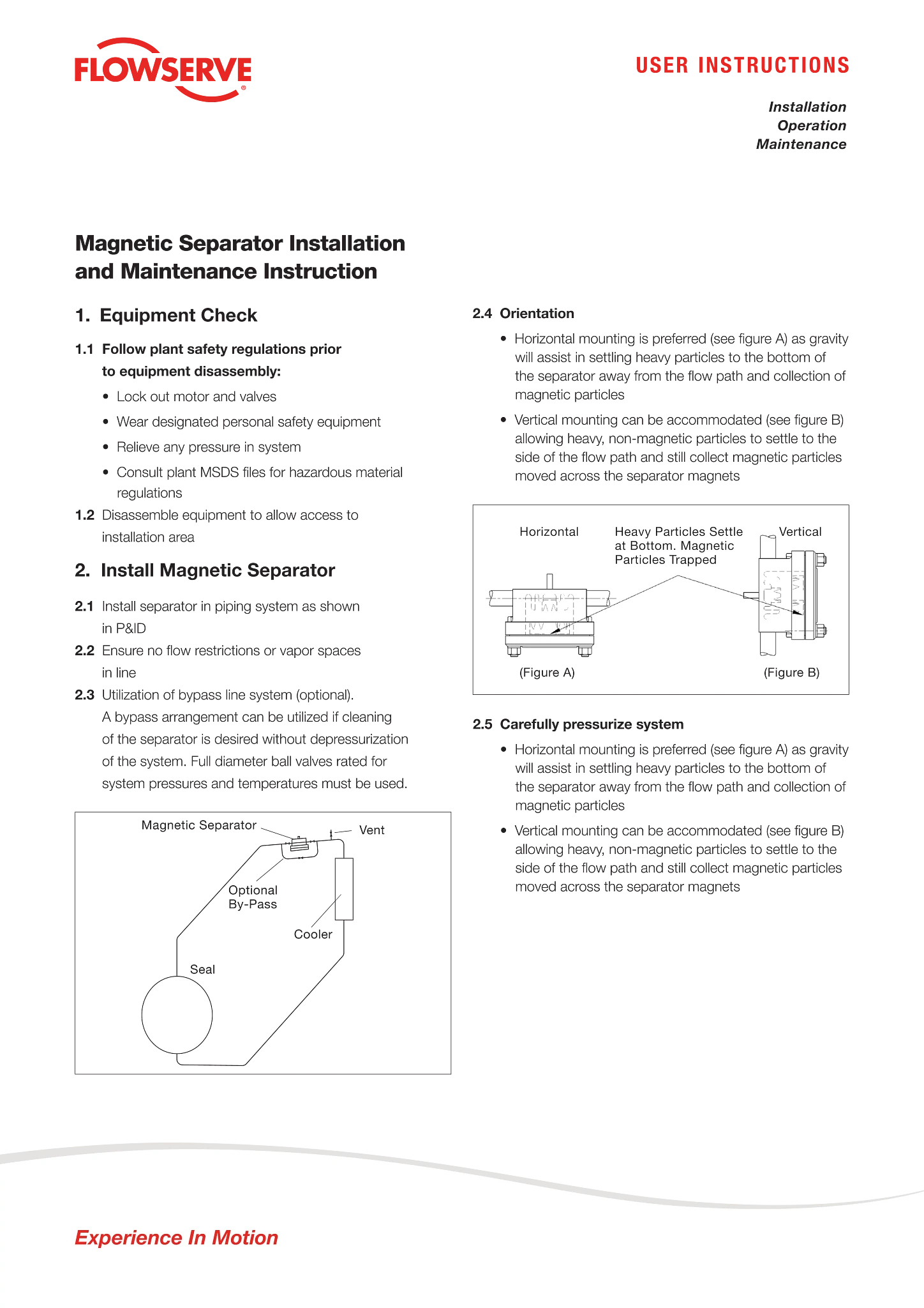 磁性分离器安装和维护说明 - IOM